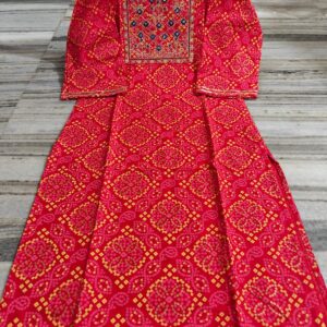 Fabric - Rayon - EMBROIDERY - Bandej printed Kurti with gota sharara